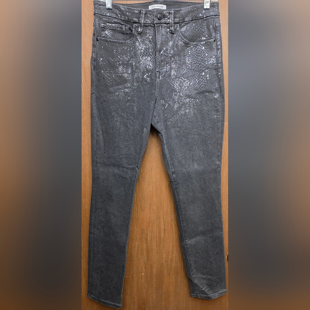 Good American Black Snake-Embossed Skinny Jeans
